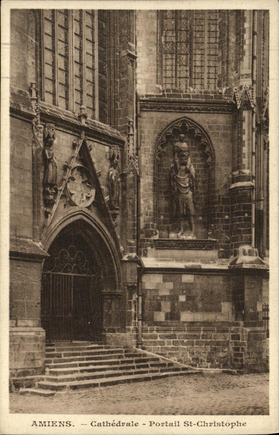 CPA Amiens Cathedrale Portail St Christophe 