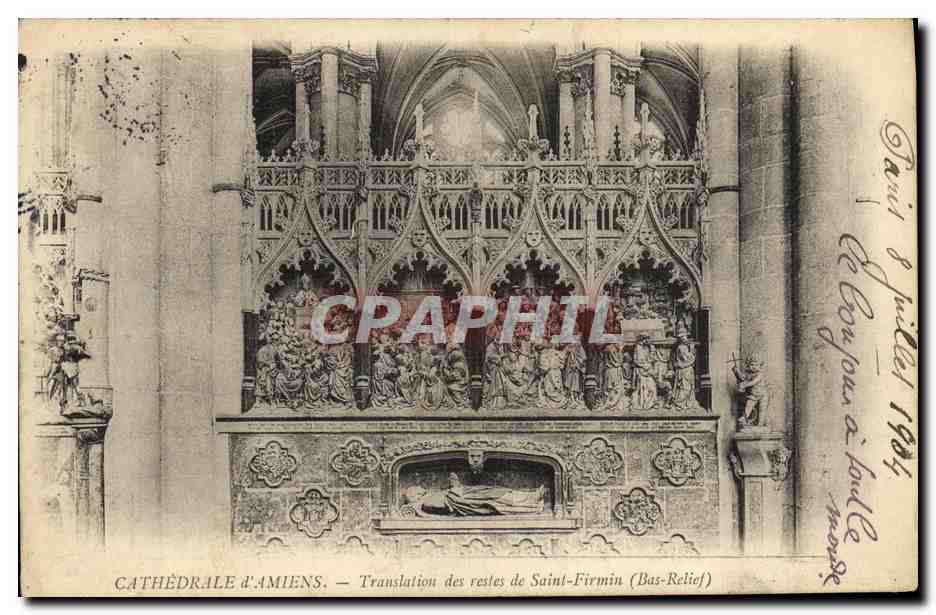CPA Cathedrale d Amiens Translation des Restes de Saint Firmin Bas relief