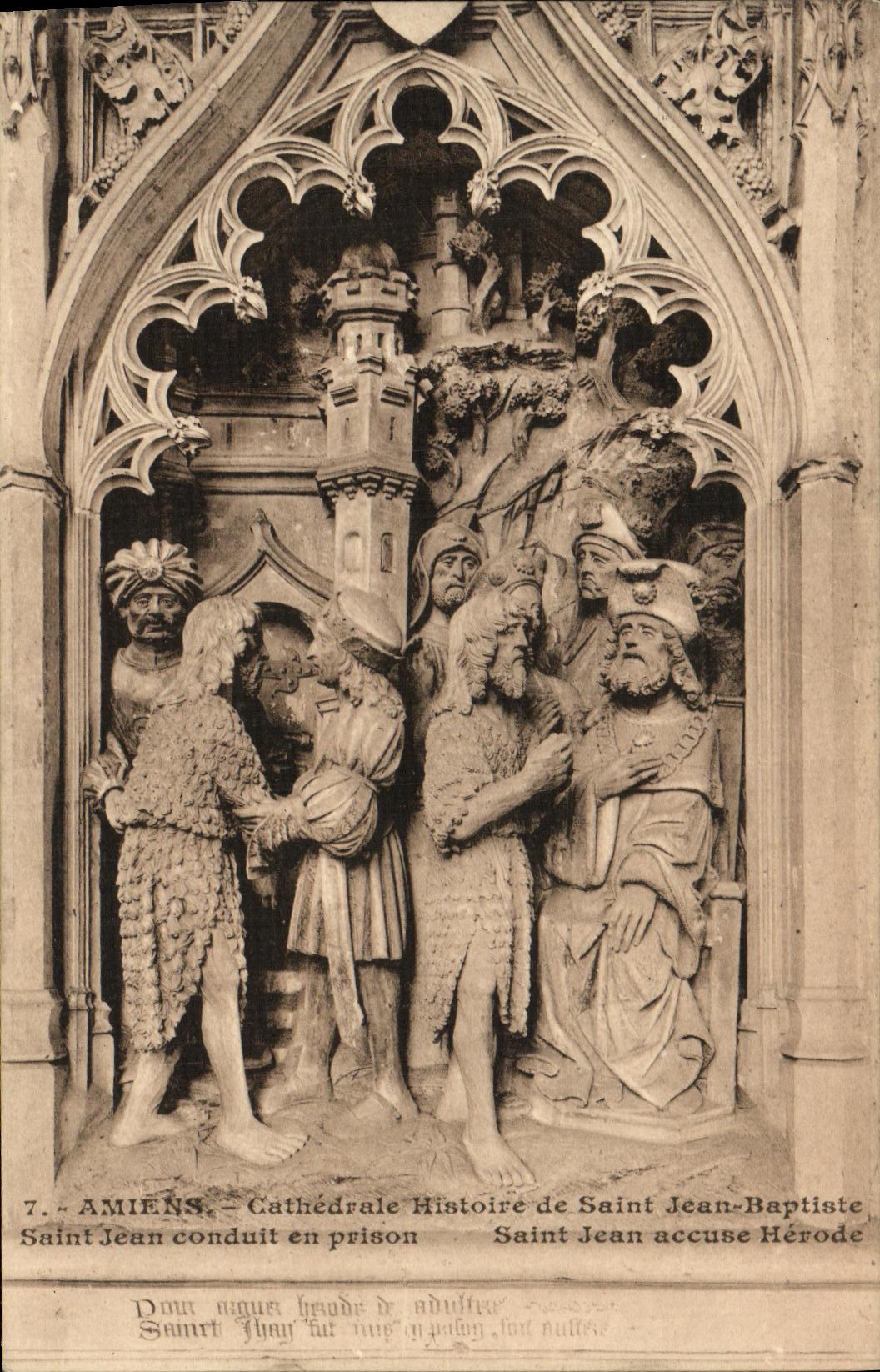 CPA Amiens Cathedrale Histoire de Saint Jean Baptiste Saint Jean construisant en prison Saint Jean accuse Herode