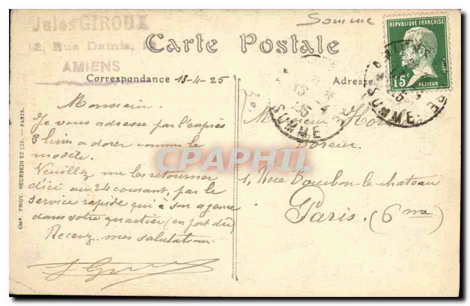 CPA Cathedrale d Amiens L Ange Pleureur Chef d oeuvre de Blasser  — Rückseite