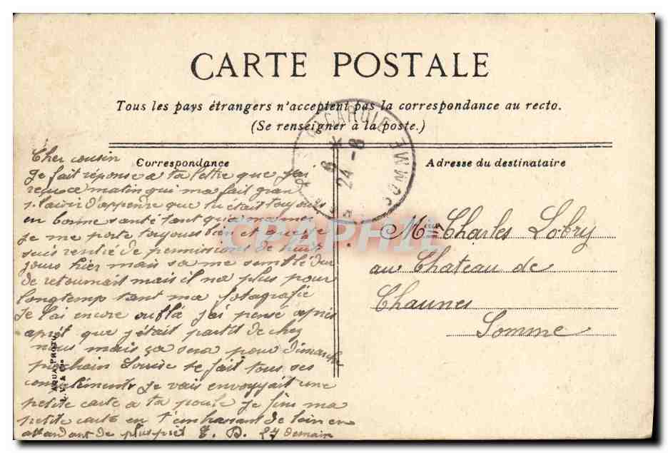 Amiens - L'Hôtel des Postes — éditeur CPAPHIL, n° 405 — Back