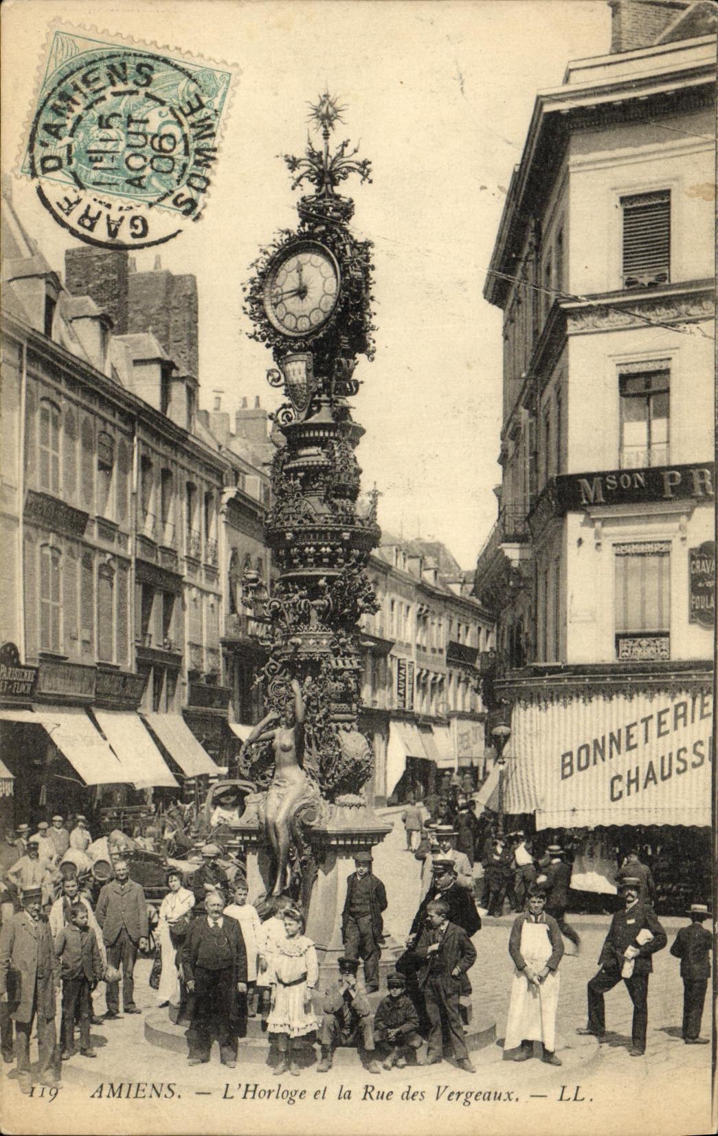 Amiens — Die Uhr und die Rue des Vergeaux — LL.