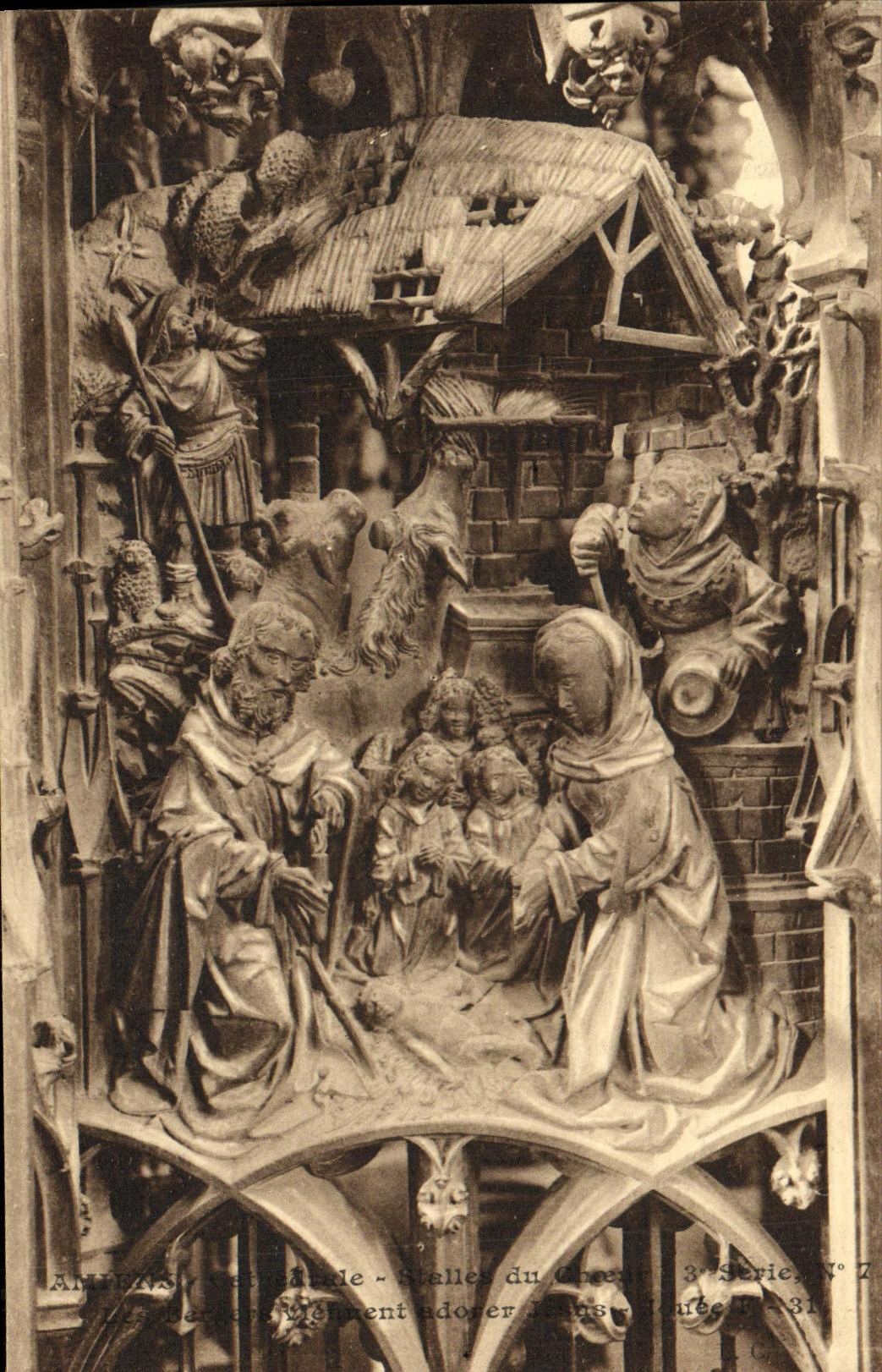 Aniatis, cathédrale - Stalles du Chœur - Les bergers viennent adorer Jean - Série N° 7