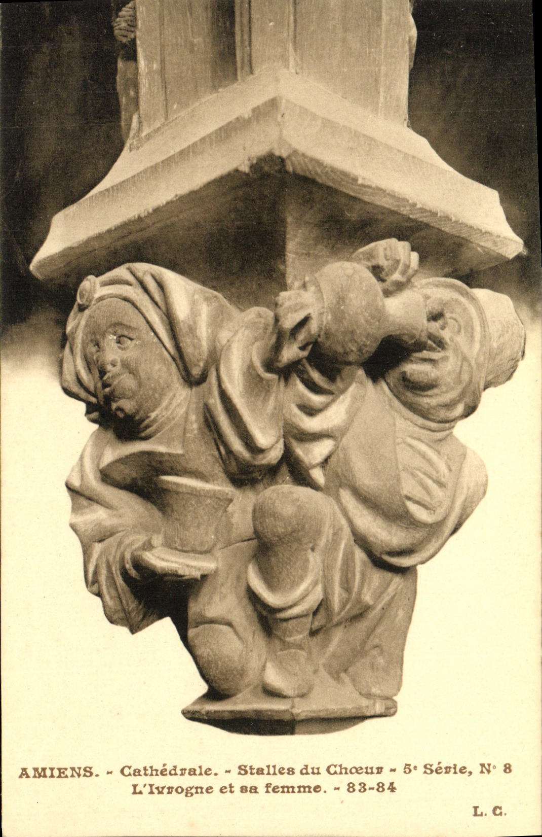 CPA Amiens Cathedrale Stalles Du Choeur L ivrogne et sa femme Alcool