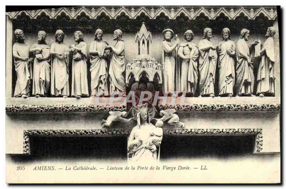 CPA Amiens La Cathedrale Linteau de La Porte de la Vierge Doree