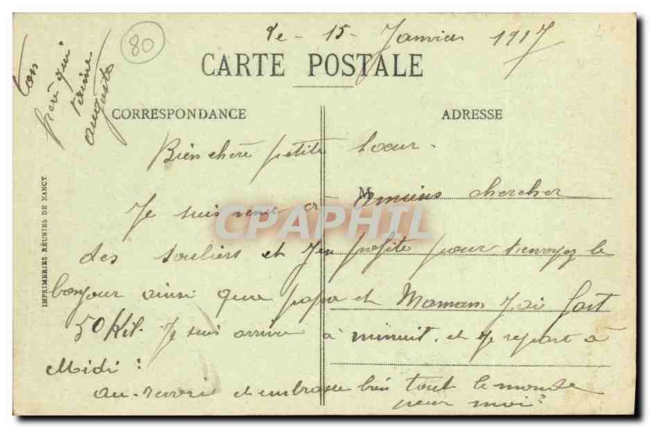 CPA Amiens L Ecole Janvier  — Rückseite