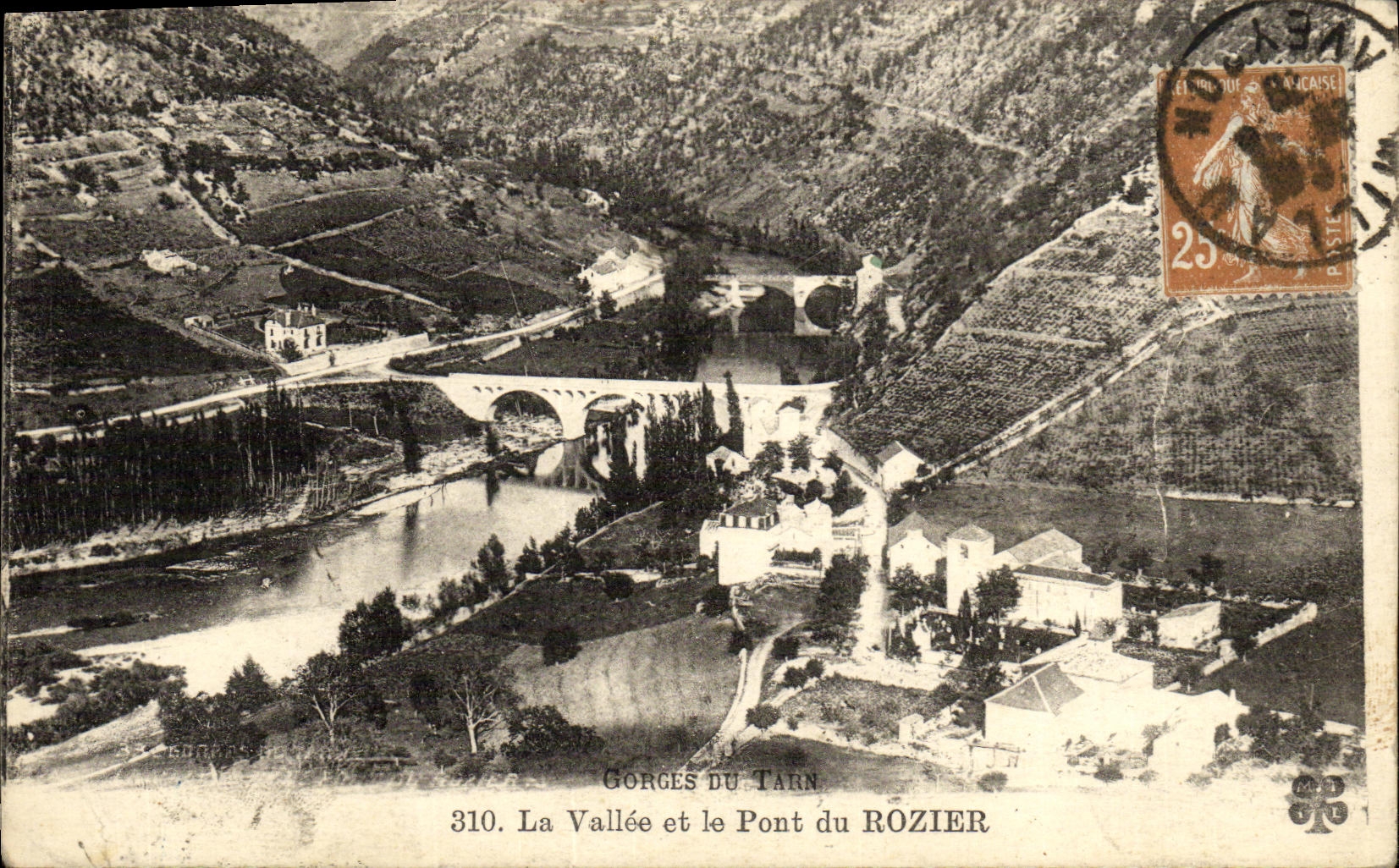 Gorges du Tarn — La Vallée et le Pont du Rozier — Éditeur G. Goupil, n° 310