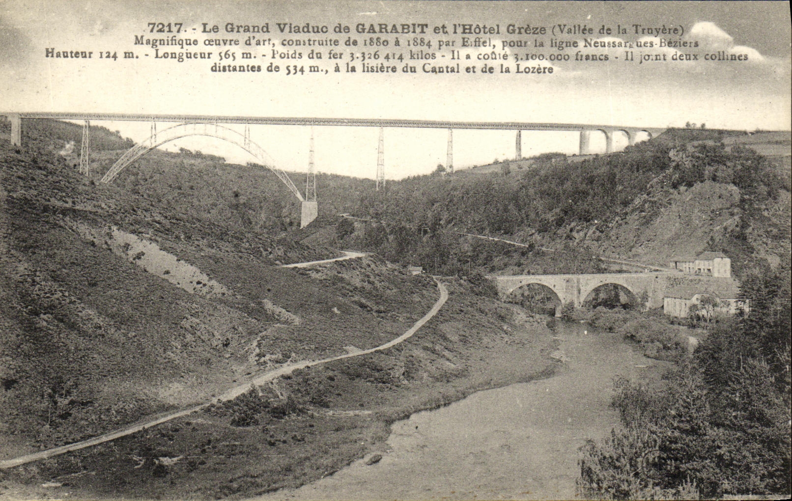 CPA Le grand viaduc de Garabit et l hotel Greze Vallee de la Truyere