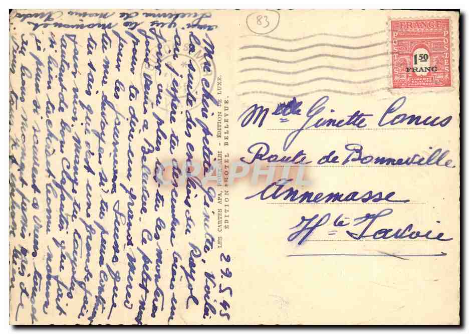 CPA Le Rayol Entree de L Hotel Bellevue  — Rückseite