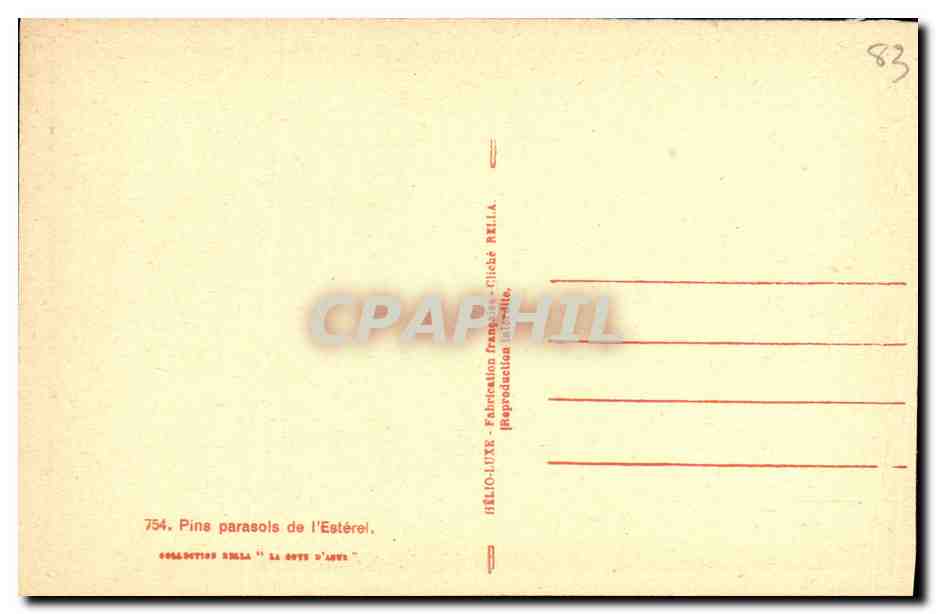 Pins parasols de l'Estérel — Collection Rella — n°754 — Verso