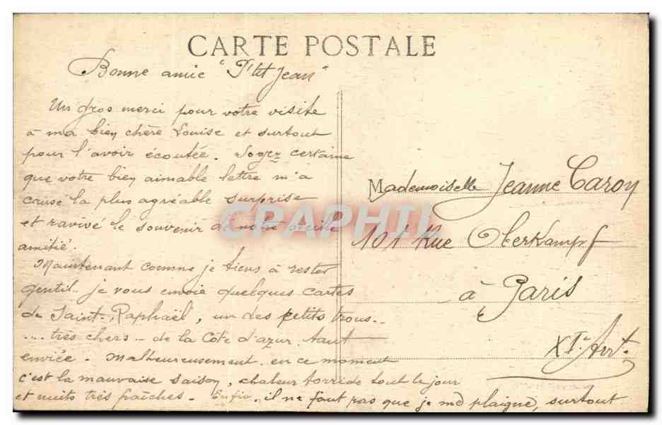 CPA Saint Raphael La plage Boulevard Felix Martin  — Rückseite