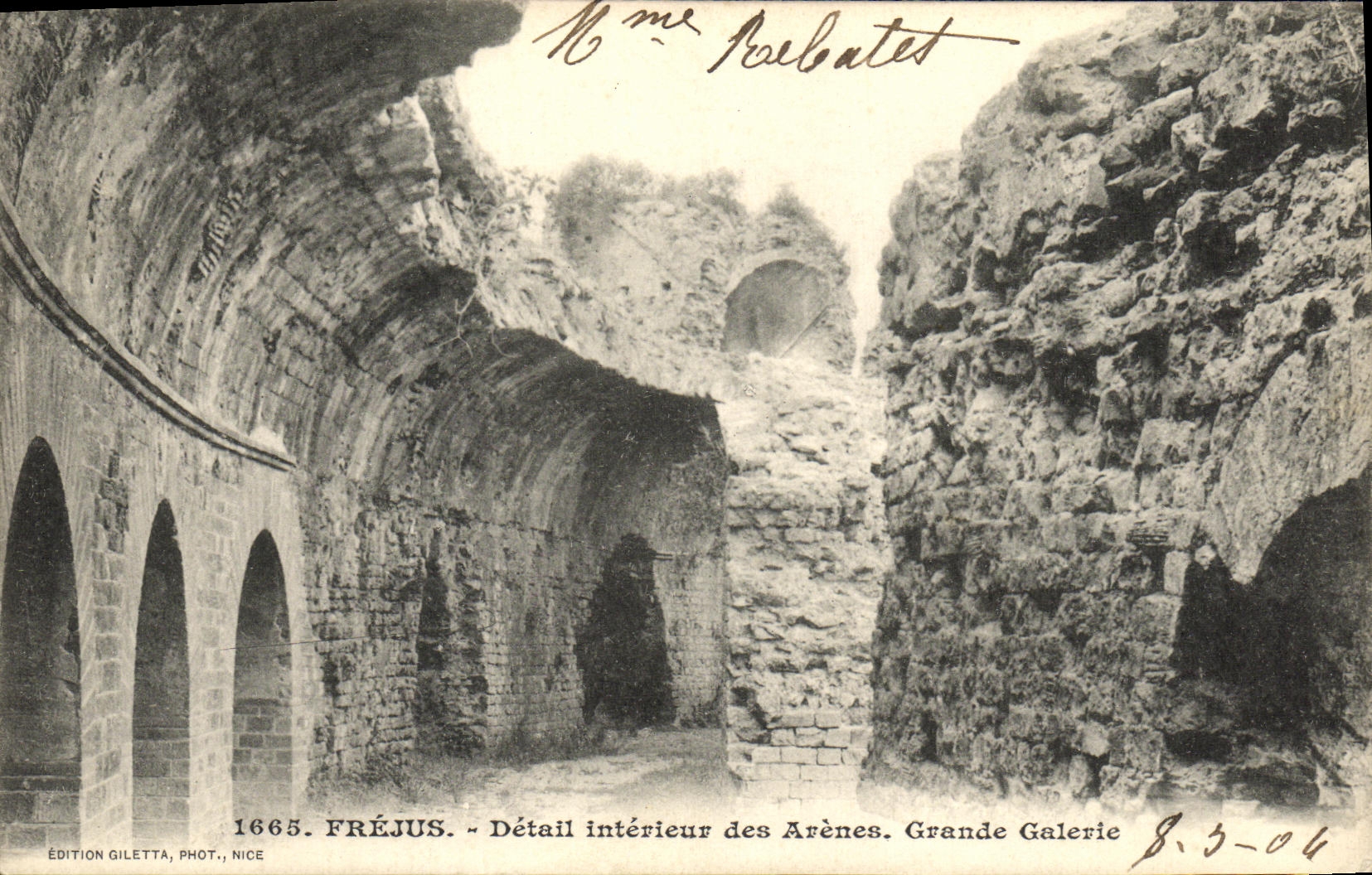 Fréjus — Détail intérieur des Arènes. Grande Galerie — Édition Giletta, Phot., Nice
