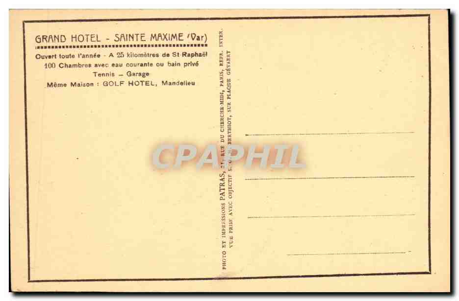 CPA Saint Maxime sur Mer La Plage et les Bains du Casino — Rückseite