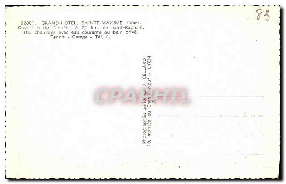CPSM Grande Hotel Sainte Maxime  — Verso
