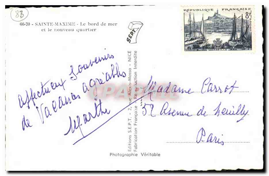 CPM Grand Hotel Sainte Maxime Le Bord de Mer et le nouveau quartier — Verso