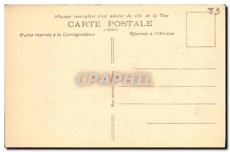 Porquerolles — Rochers vers le Port — Huc éditeur d'Hyères, n°31 — Verso