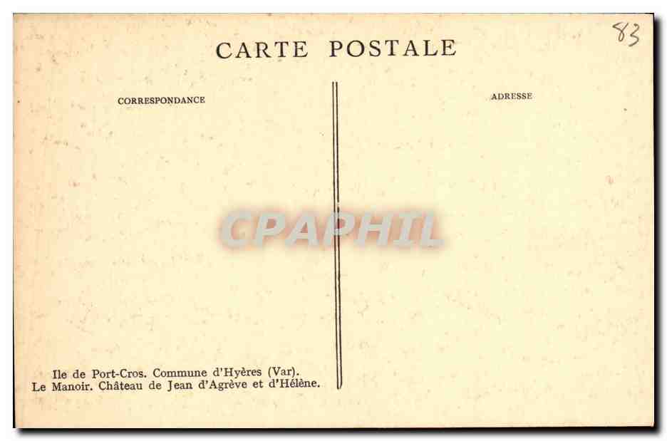 Le Manoir de Jean d'Agrève et d'Hélène — Île de Port-Cros — F. Giraud — Rückseite
