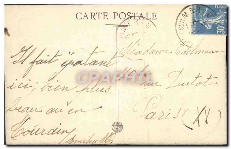 CPA Sanary La Colline — Verso