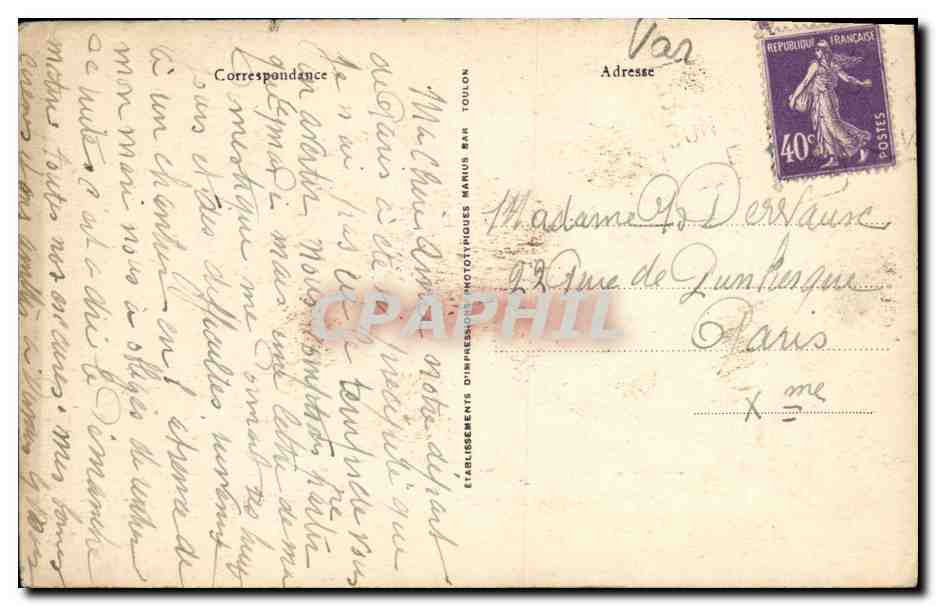 CPA Bandol Le Grand Hotel Des Bains — Rückseite