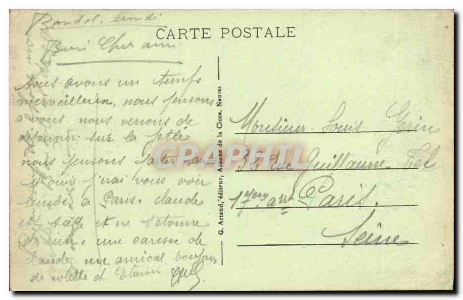 CPA Bandol Yacht Sortant du Port Bateau — Rückseite