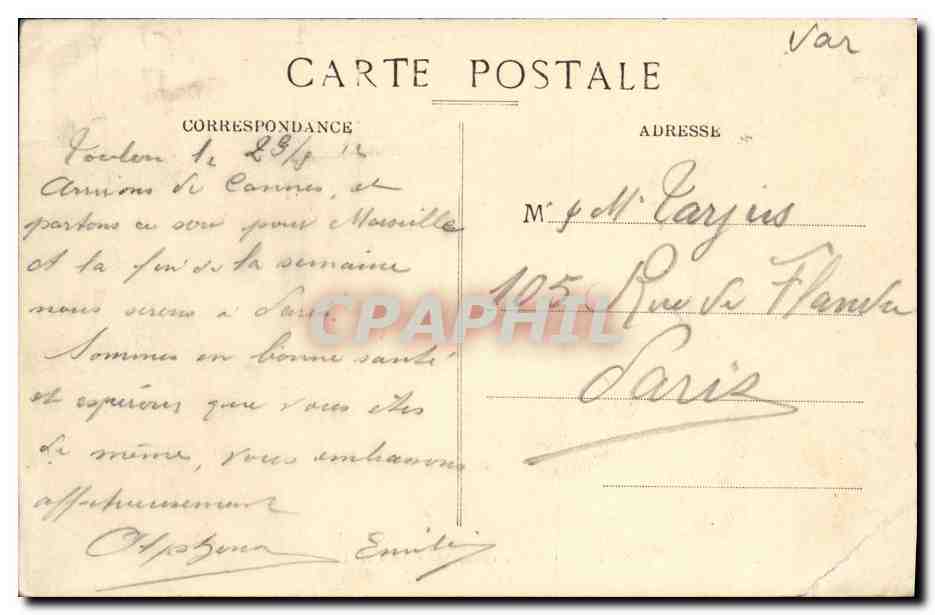 Toulon — Caserne St-Anne — B.C. — éditeur B.C. n°158 — Verso