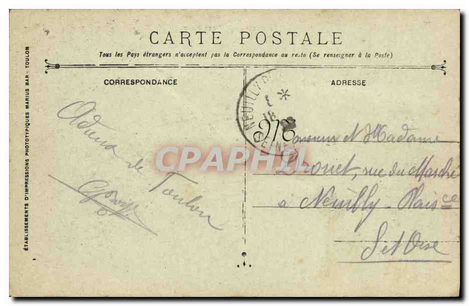 CPA Toulon Le Genie de la Navigalion — Rückseite