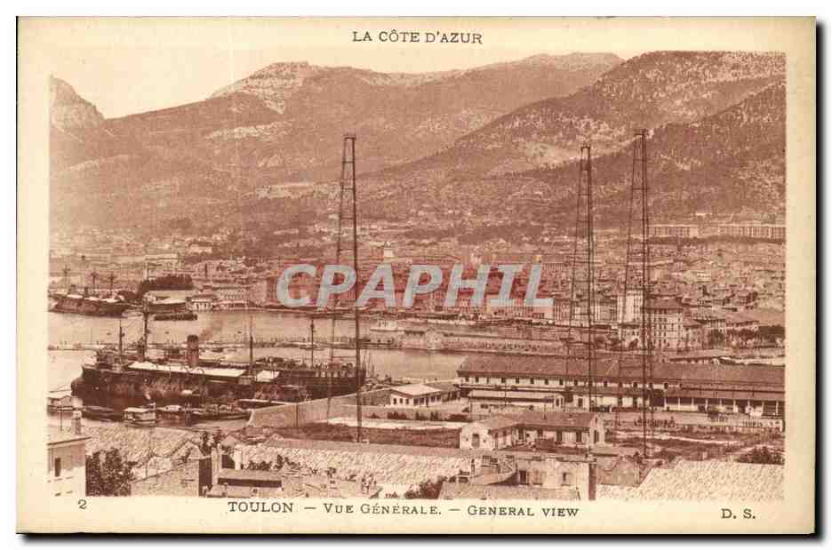 CPA Toulon Vue Generale Bateau