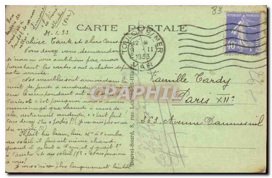 CPA Toulon Vue Generale Prise Du Sommet du Faron — Rückseite