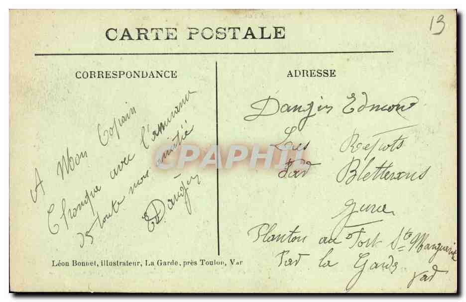 La Garde-près-Toulon — Ste-Marguerite — Avancée rocheuse supportant le fort historique — C. L. A. B. (Série Var) — Verso
