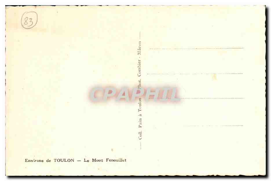 CPA Environs de Toulon Le Mont Fenouillet — Verso