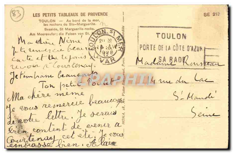 Les Petits Tableaux de Provence — Les rochers de St-Marguerite — éditeur NOVA, n°83 — Reverso