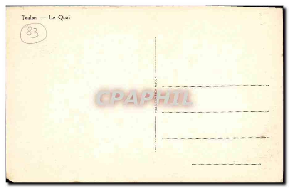 CPA Toulon Le Quai Bateaux — Verso