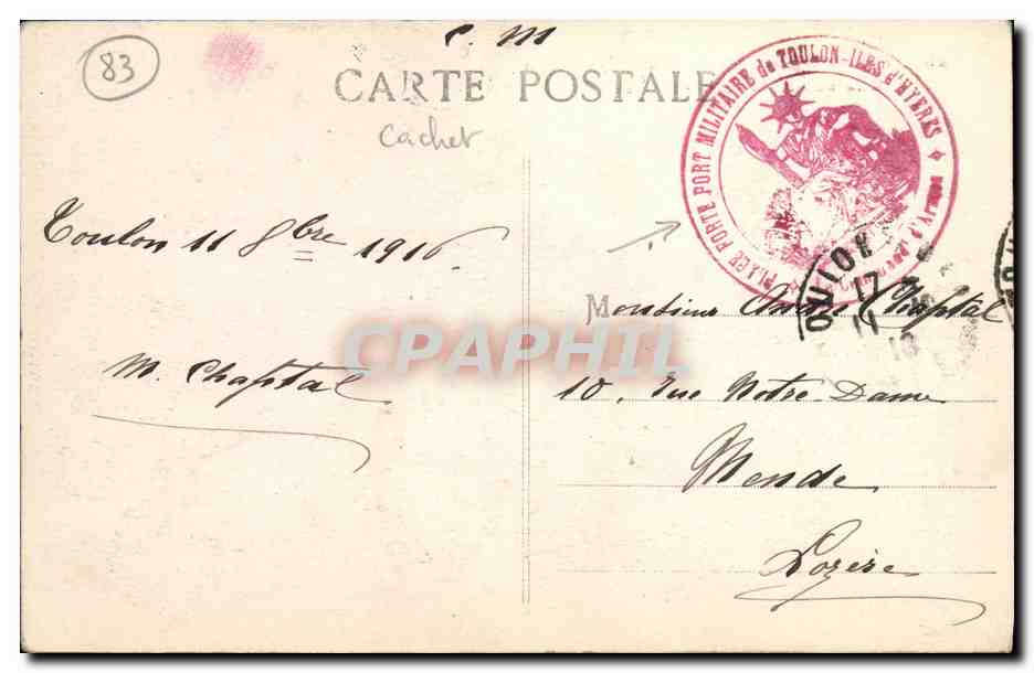 CPA Toulon Cap Brun Vue sur le Mourillon  — Verso