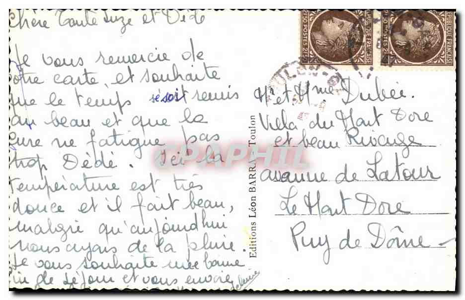 CPSM Toulon Un coin du Cap Brun — Verso