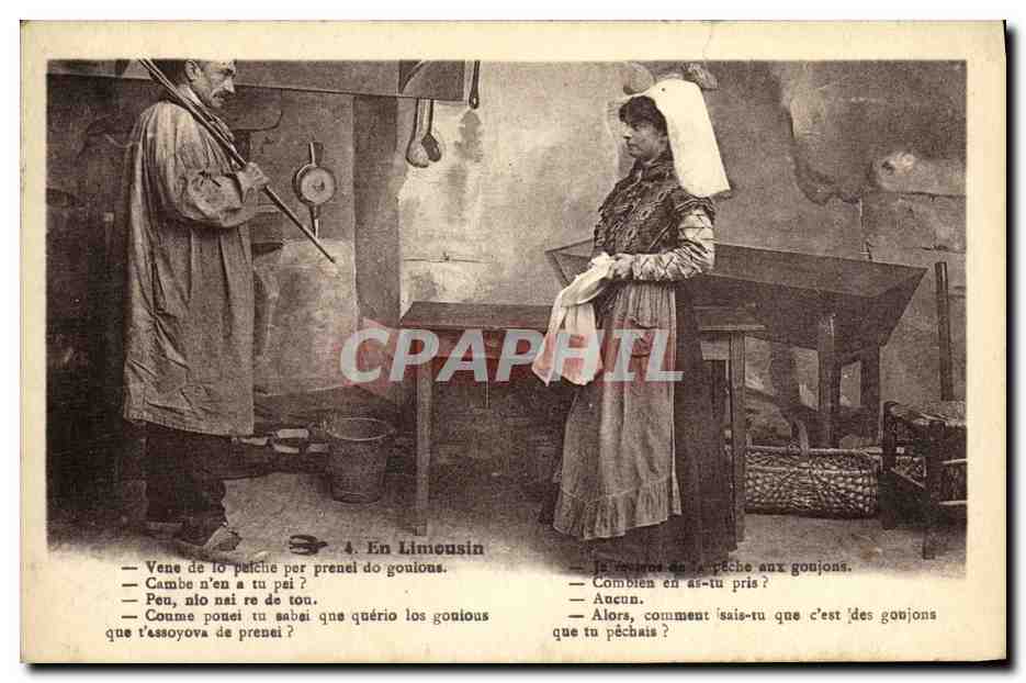 CPA En Limousin Vene de lo Palche per prenei do gouious Folklore Costume 