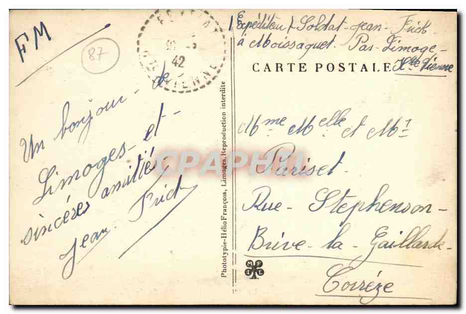 CPA Limoges Le Bassin du Jardin de la Gare — Rückseite