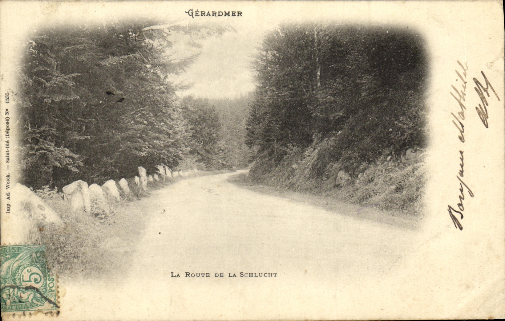 Gérardmer — La Route de la Schlucht — Imp. Ad. Weick, Saint-Dié (Vosges) N° 1835