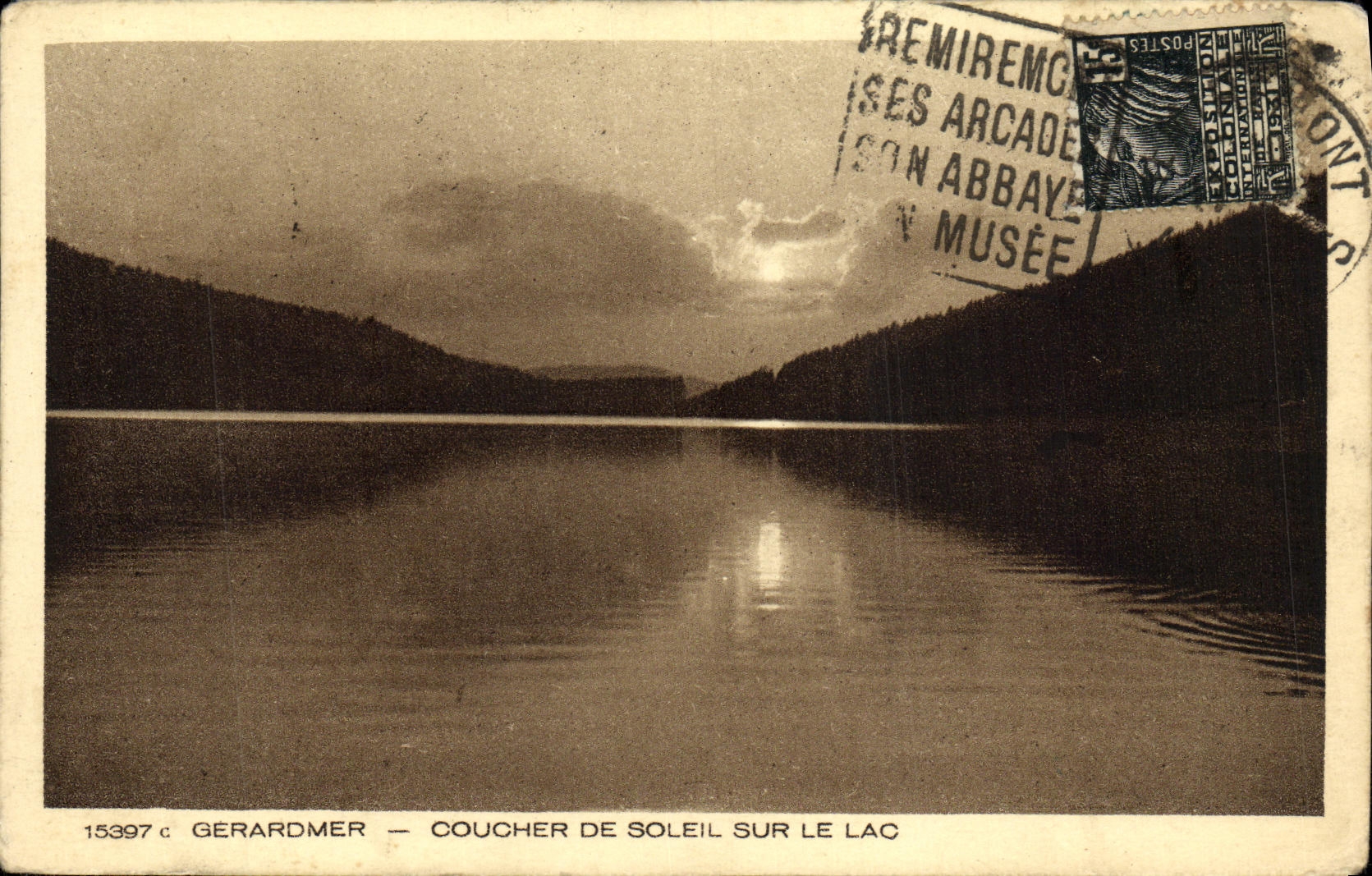 Gerardmer — Coucher de soleil sur le lac — Imp. Braun & Cie, Dornach