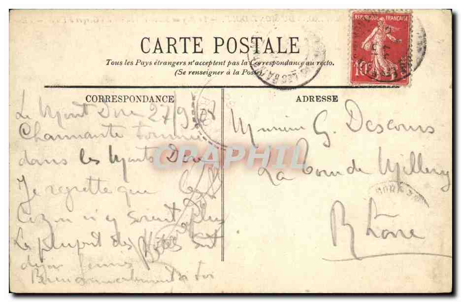 CPA Environs Du Mont Dore Le Puy de Sancy et I entree des gorges d enfer Vaches — Verso