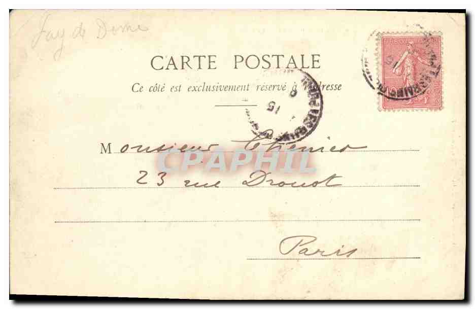 CPA Le Mont Dore Le Capucin — Verso