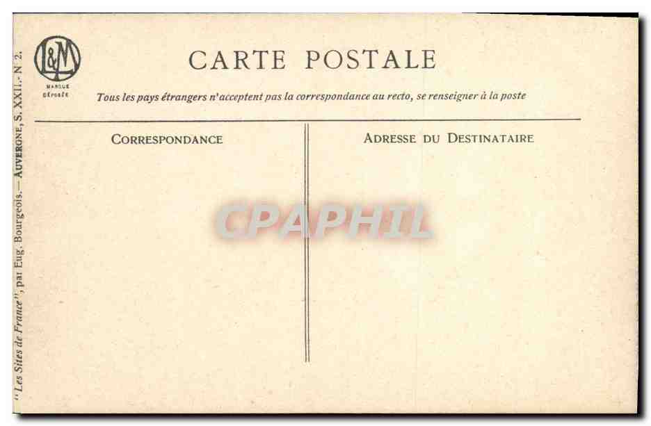CPA Auvergne Le Mont Dore — Verso