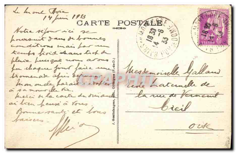 CPA Environs de Mont Dore Le Lac Pavin  — Verso