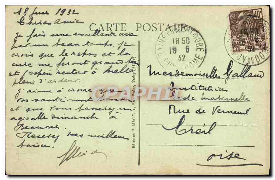 CPA Le Mont Dore Etablissement Thermal La Salle Des pas Perdus  — Rückseite