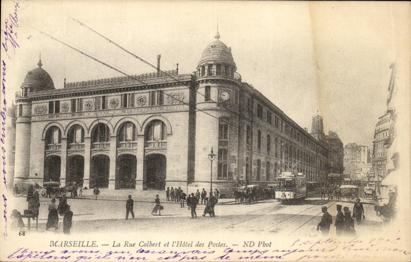 CPA Marseille La Rue Colbert Et L Hotel Des Postes 