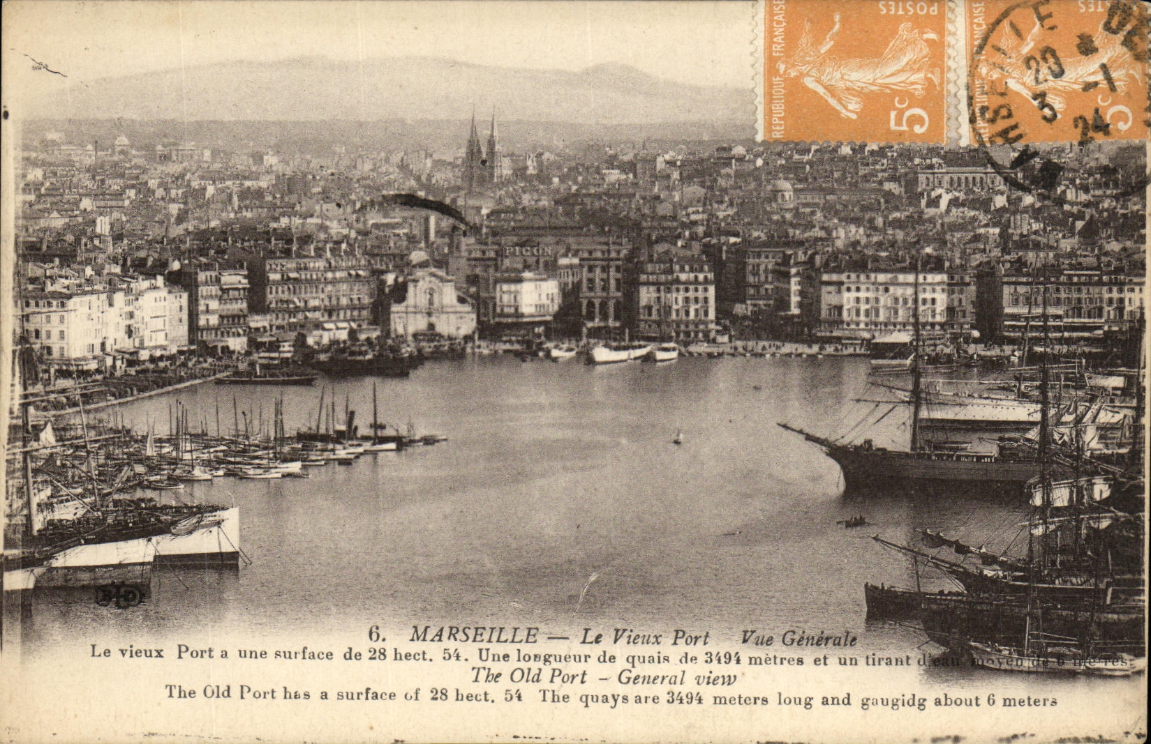 CPA Marseille Le Vieux Port Vue Generale Bateaux 