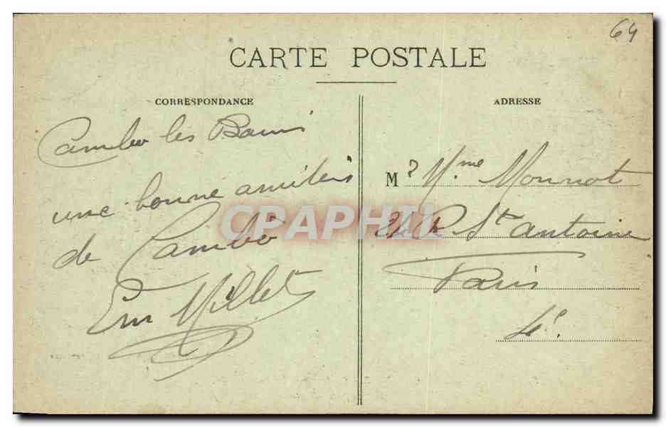 CPA Biarritz Le Rocher Du Basta  — Verso