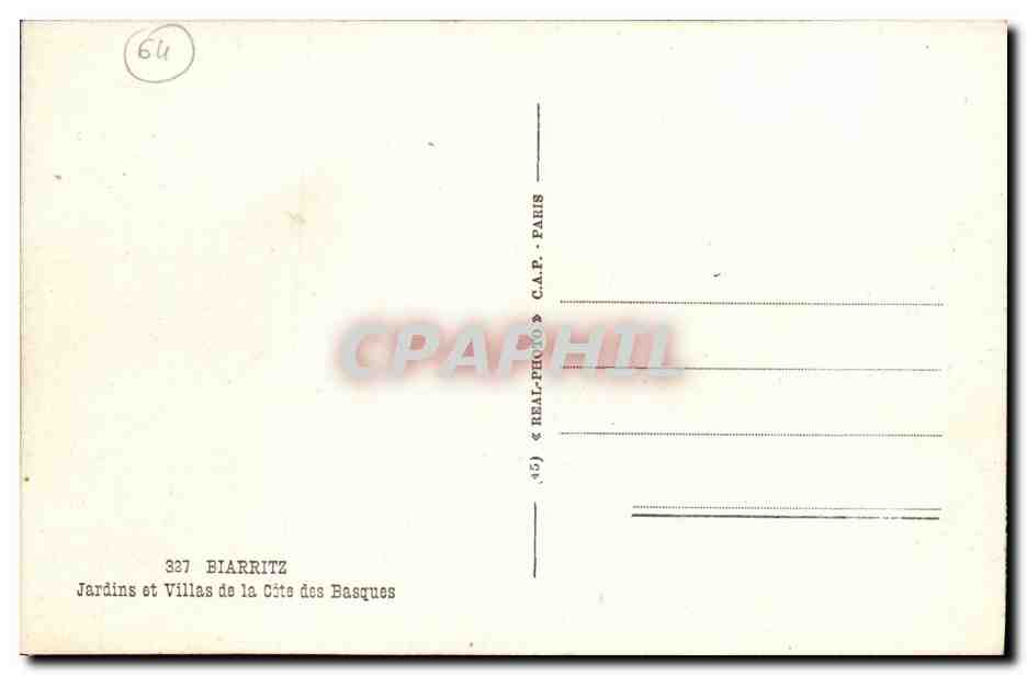CPA Biarritz Jardins Et Villas de La Cote Des Basques — Verso