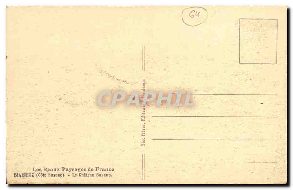 CPA Biarritz Le Chateau Basque  — Verso