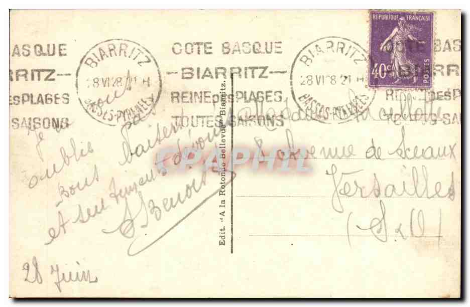 CPA Biarritz La Basta — Verso