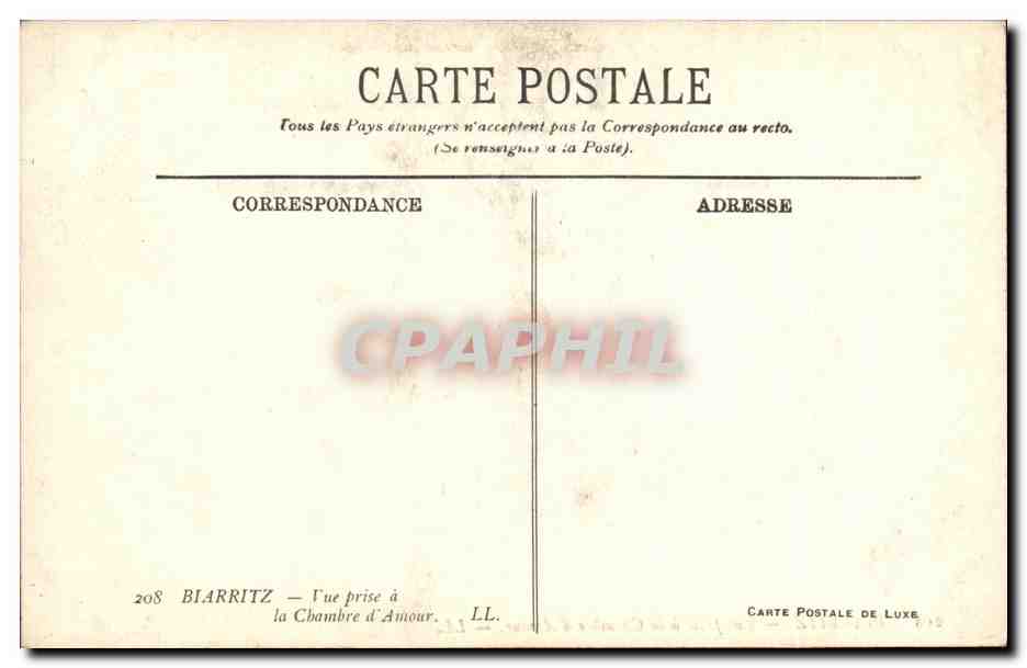 CPA Biarritz Vue Prise A La Chambre d Amour  — Verso